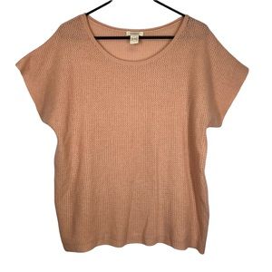 Sundance Salmon Orange 100% Cashmere Short Sleeve Knit Top L